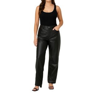 WET SEAL Black Faux Leather Pants Boot Cut Pockets Size XL *FLAW